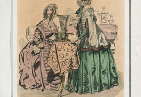Модная иллюстрация, выпущенная в октябре 1842 года   для британских и американских модных журналов.