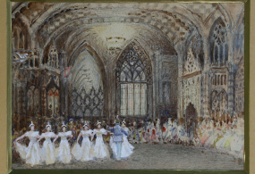 Зарисовка сцены II акта (танец белых невест) балета П.И. Чайковского "Лебединое озеро".