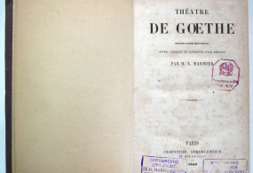 Мармье М. Theatre de Goethe [Театр Гёте]. Книготорговец-издатель Шарпентье, Париж,1853 г. 