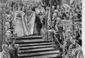 Иллюстрация. Государь Император возлагает на себя корону. Журнал «Нива» №27. 1896 г.